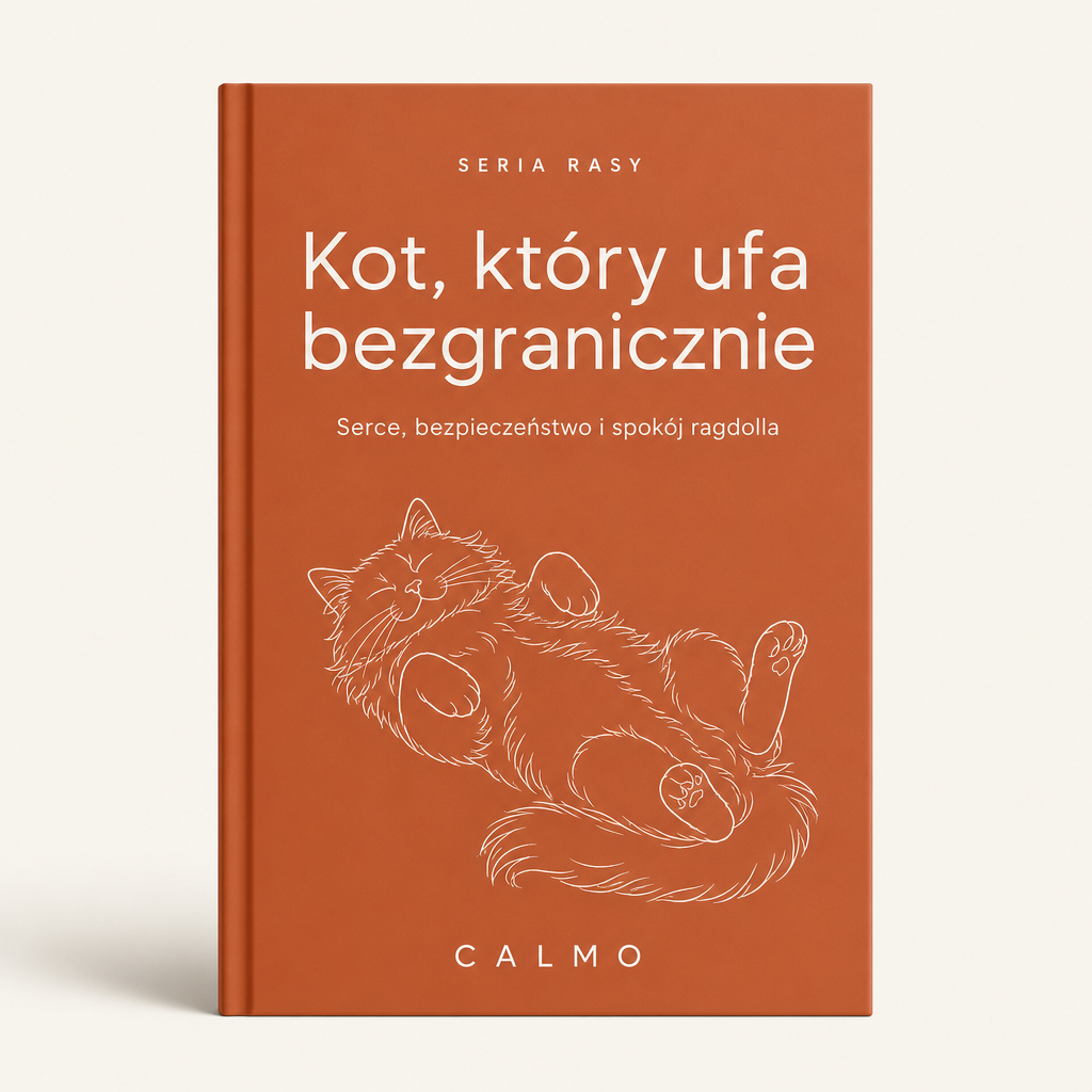 Okładka poradnika Kot, który ufa bezgranicznie, Seria Rasy Calmo, ragdoll